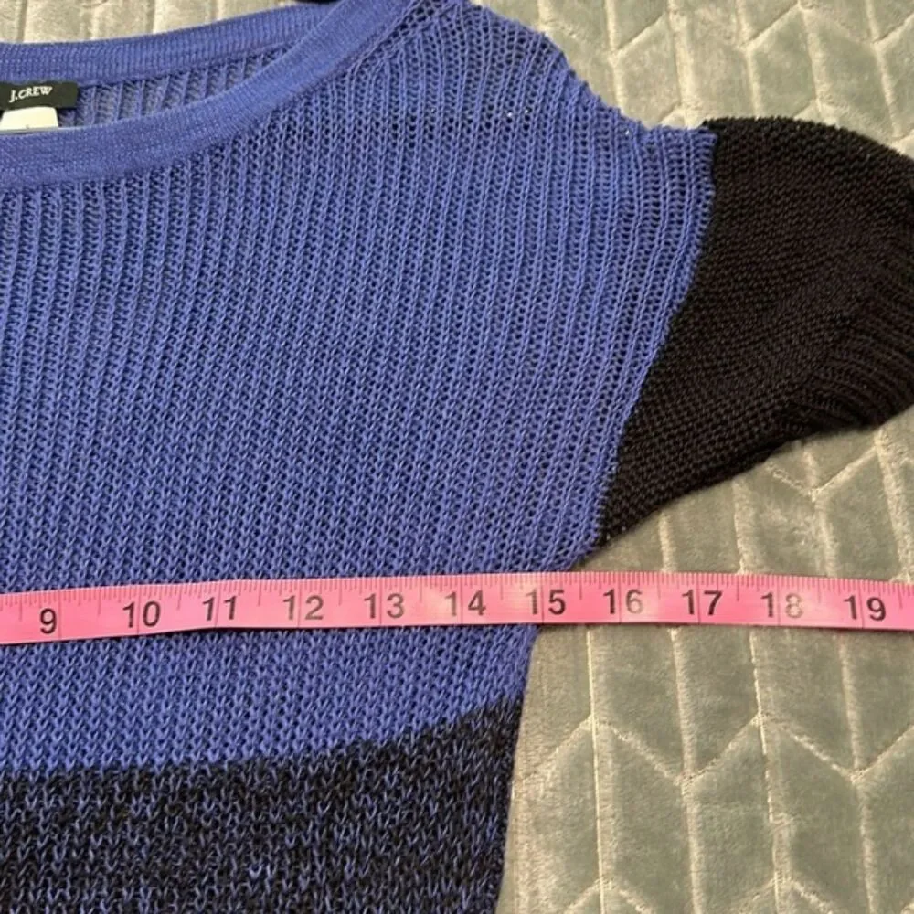 J. Crew Linen Open Knit Shirt Womens Small Short Sleeve Old Money Preppy Blue